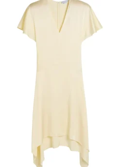Asymmetric satin midi dress