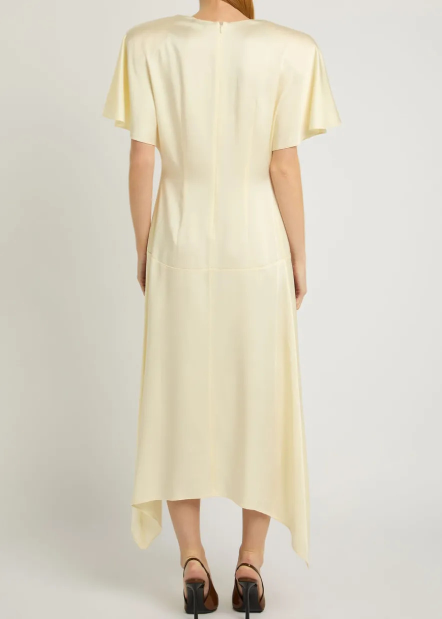 Asymmetric satin midi dress