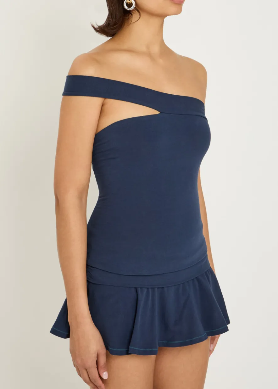 Asymmetric stretch-cotton top