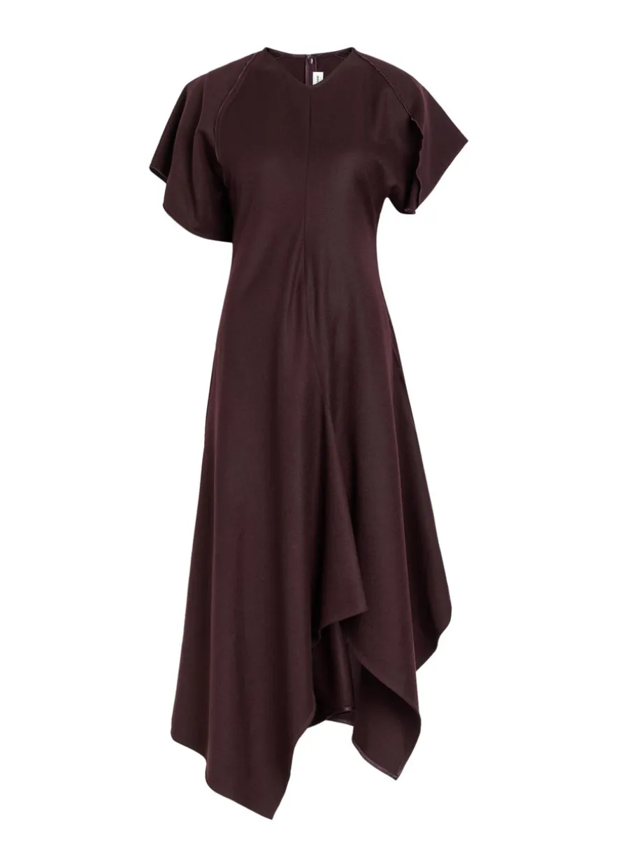 Asymmetric wool midi dress