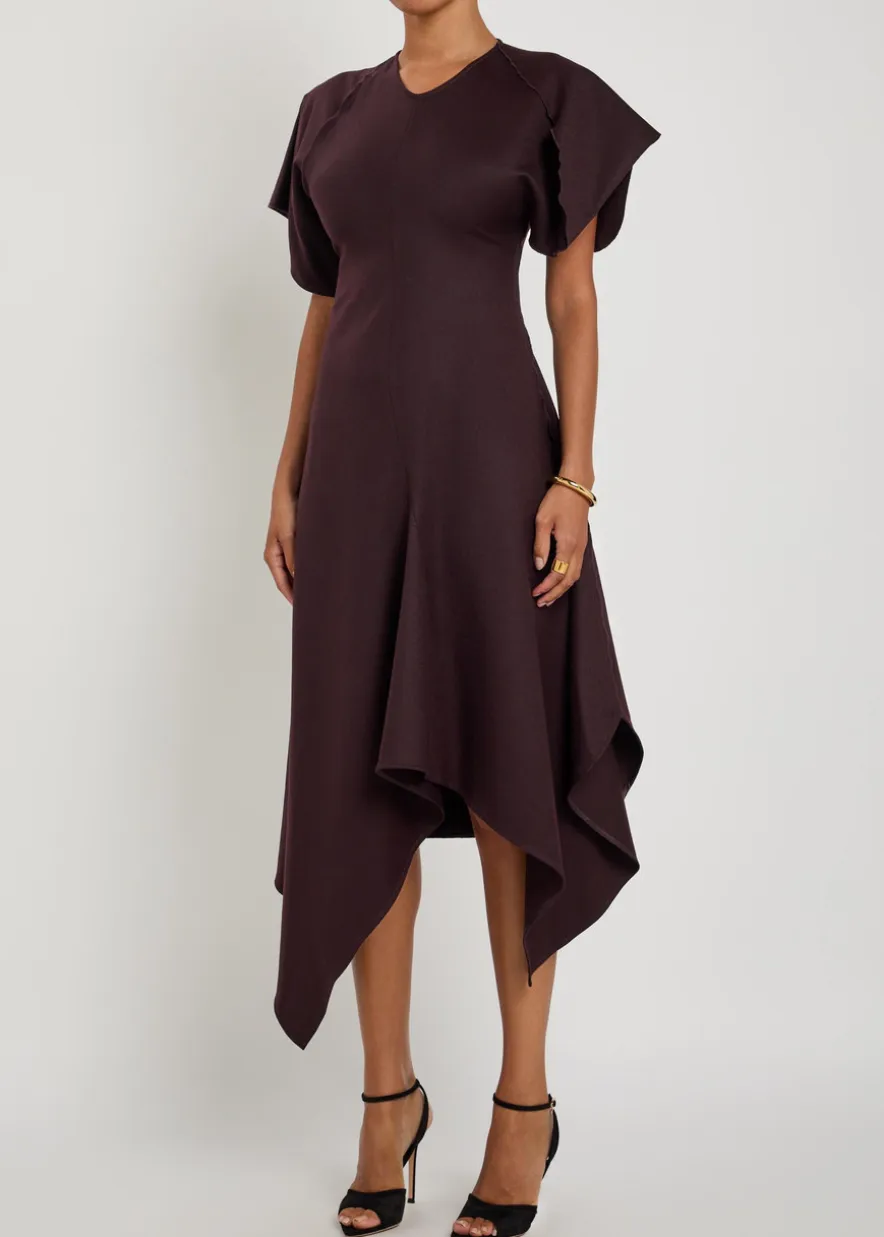 Asymmetric wool midi dress