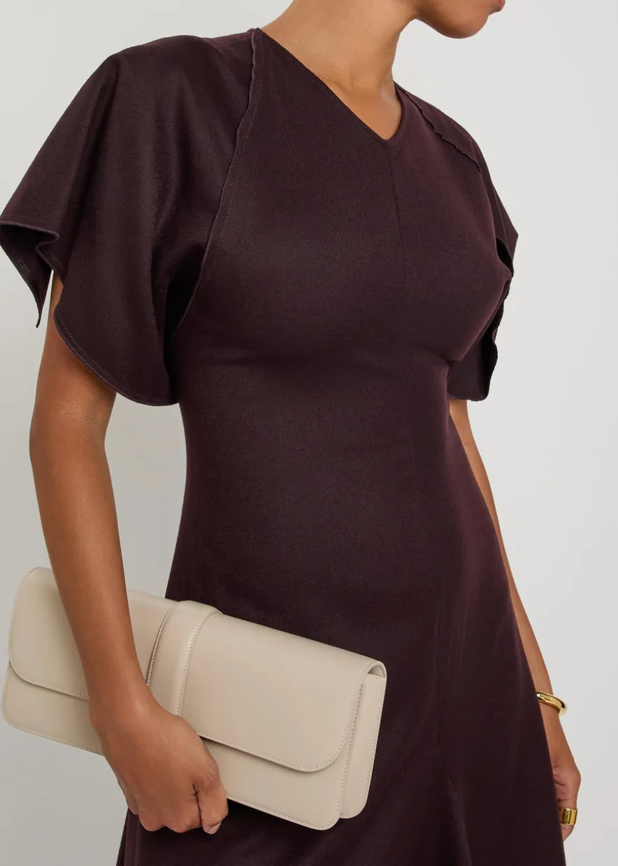 Asymmetric wool midi dress