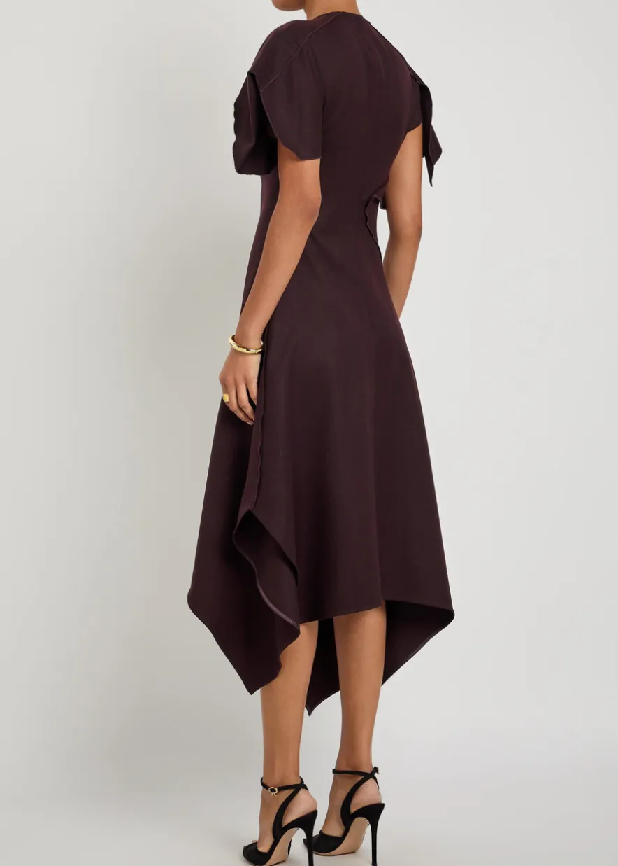 Asymmetric wool midi dress