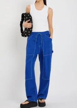 Atlas panelled relaxed straight-leg linen trousers