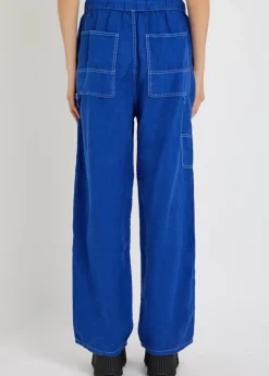 Atlas panelled relaxed straight-leg linen trousers