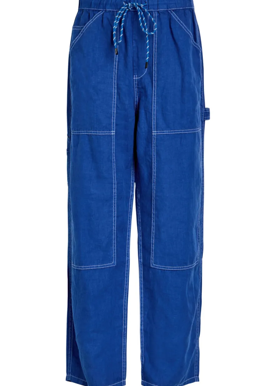 Atlas panelled relaxed straight-leg linen trousers