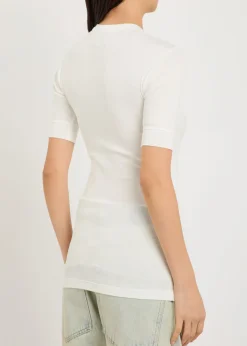 Aubriella ribbed stretch-cotton T-shirt