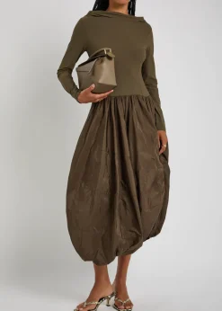 Audacious stretch-jersey and shell midi dress