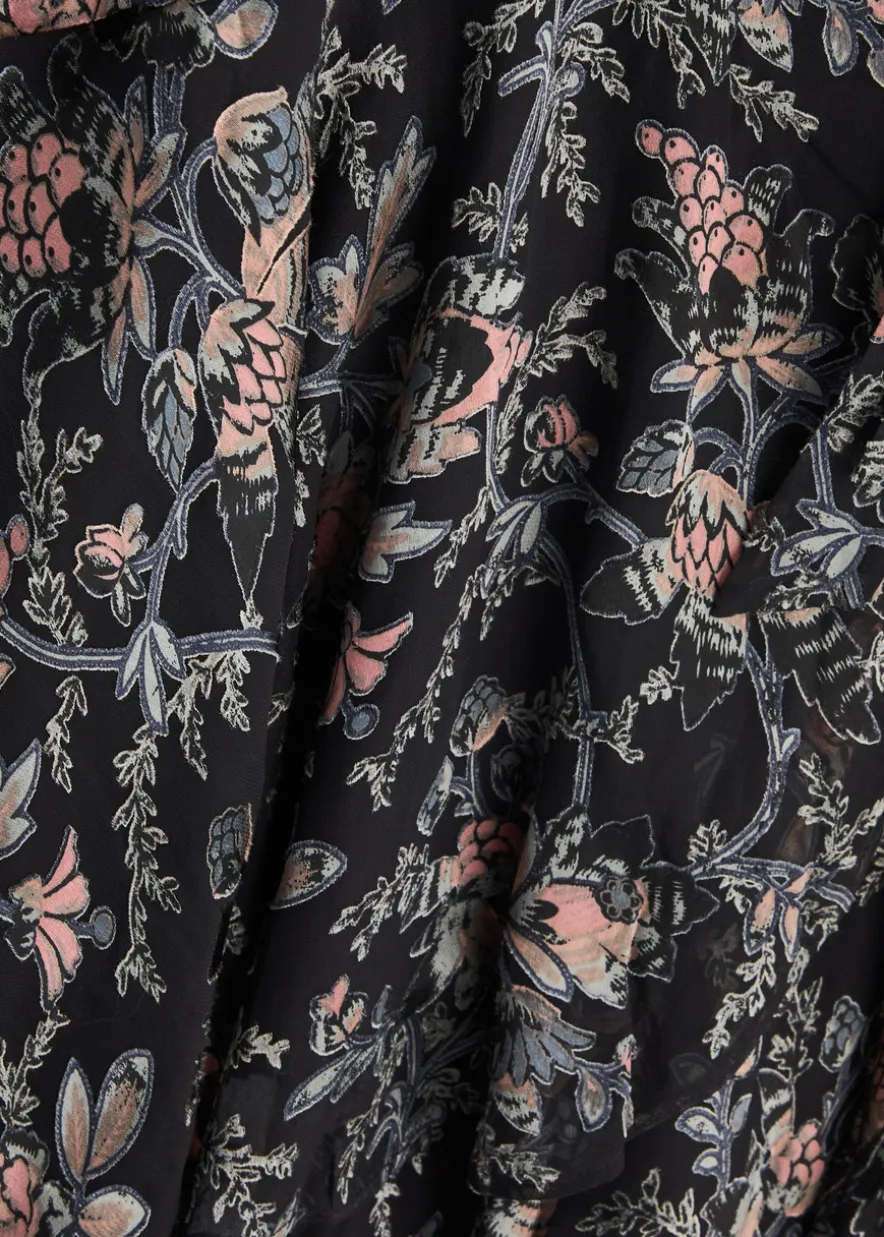 Audriana floral-applique mesh wrap mini dress