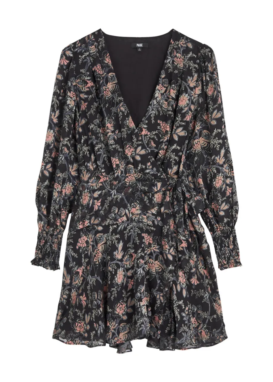 Audriana floral-applique mesh wrap mini dress