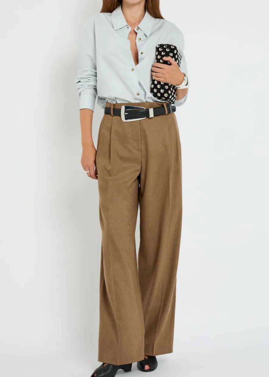 August pleated wool-blend trousers