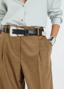 August pleated wool-blend trousers