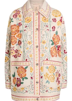 Avery floral-embroidered denim jacket
