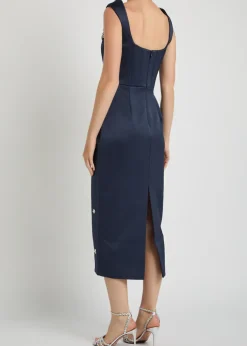 Ayla crystal-embellished satin-crepe midi dress