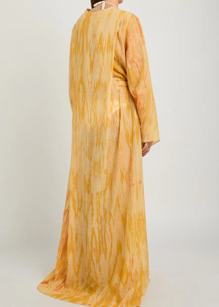 Azura shibori cotton and silk-blend maxi dress