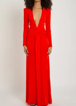 Azure ruched stretch-jersey gown