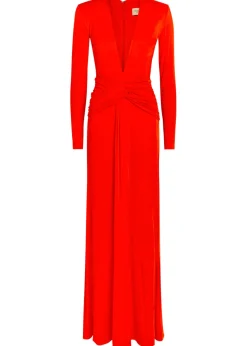 Azure ruched stretch-jersey gown