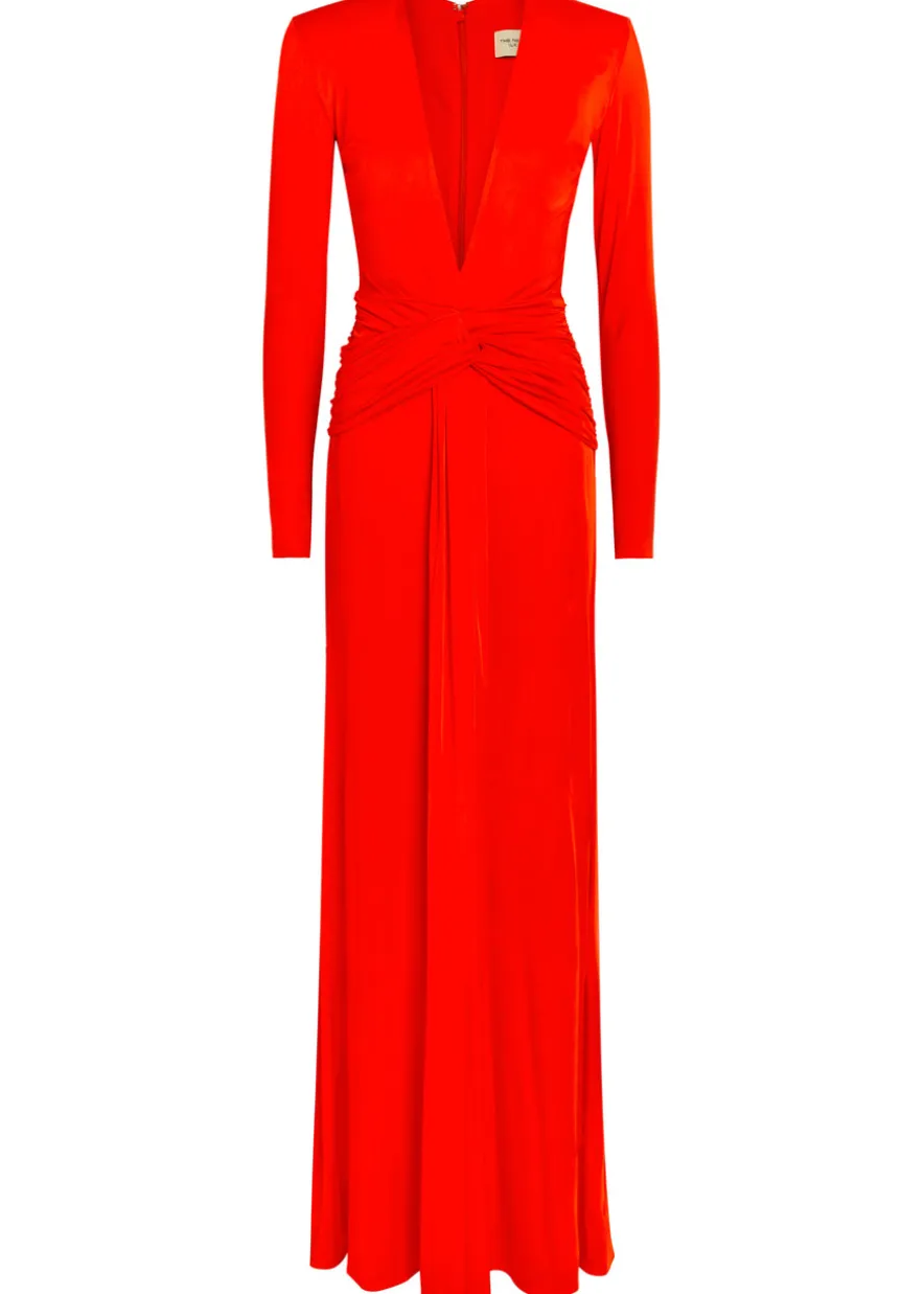 Azure ruched stretch-jersey gown