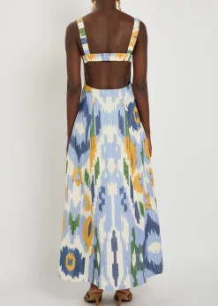 Azzurra printed cotton and linen-blend midi dress