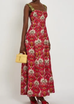 Azzurra printed cotton and linen-blend midi dress