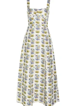 Azzurra printed linen-blend midi dress