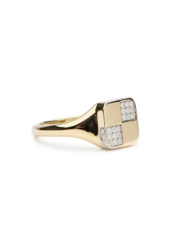 Baby Chevaliere Damier 9kt gold pink ring
