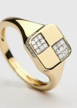Baby Chevaliere Damier 9kt gold pink ring