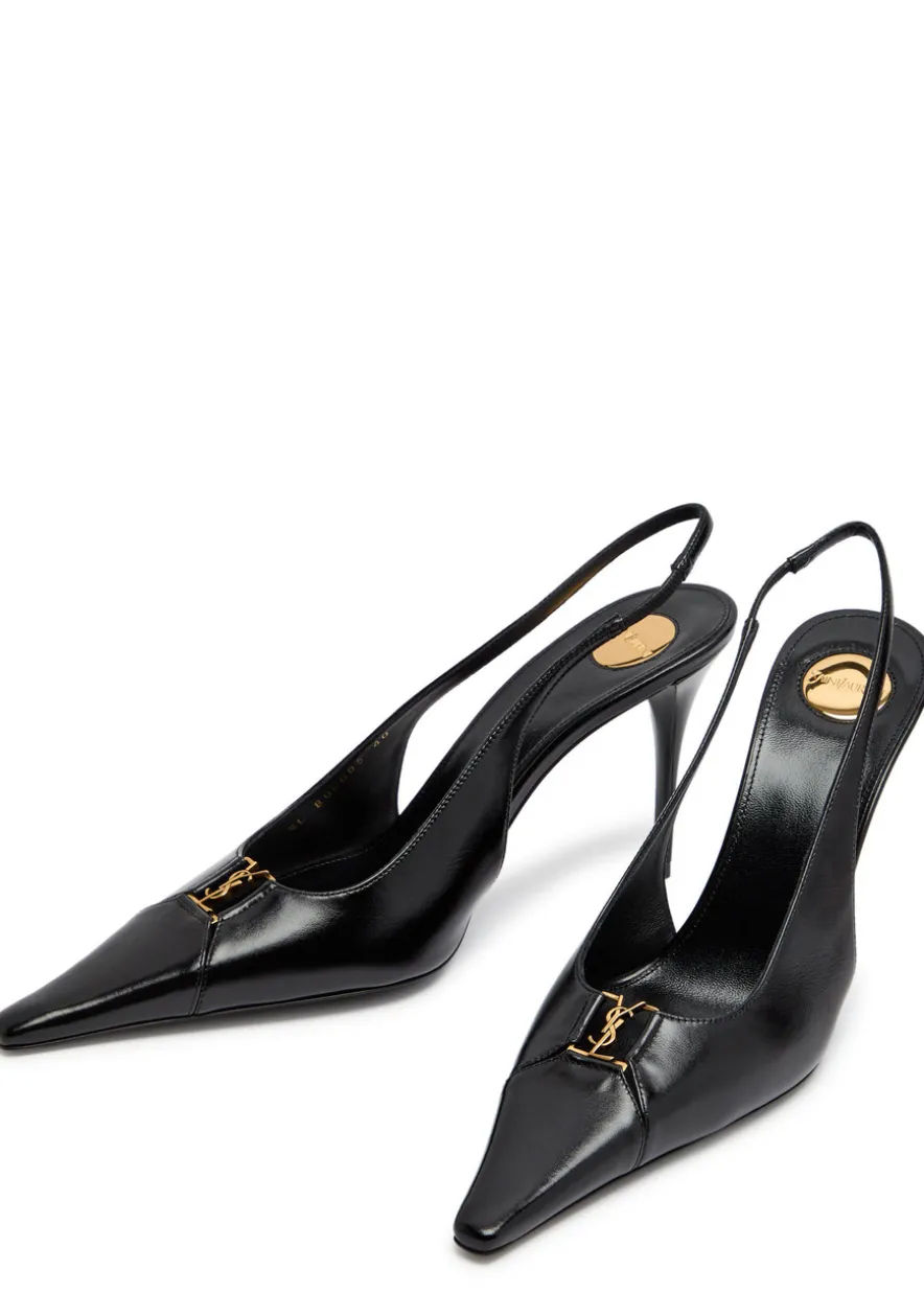 Babylone 90 leather slingback pumps