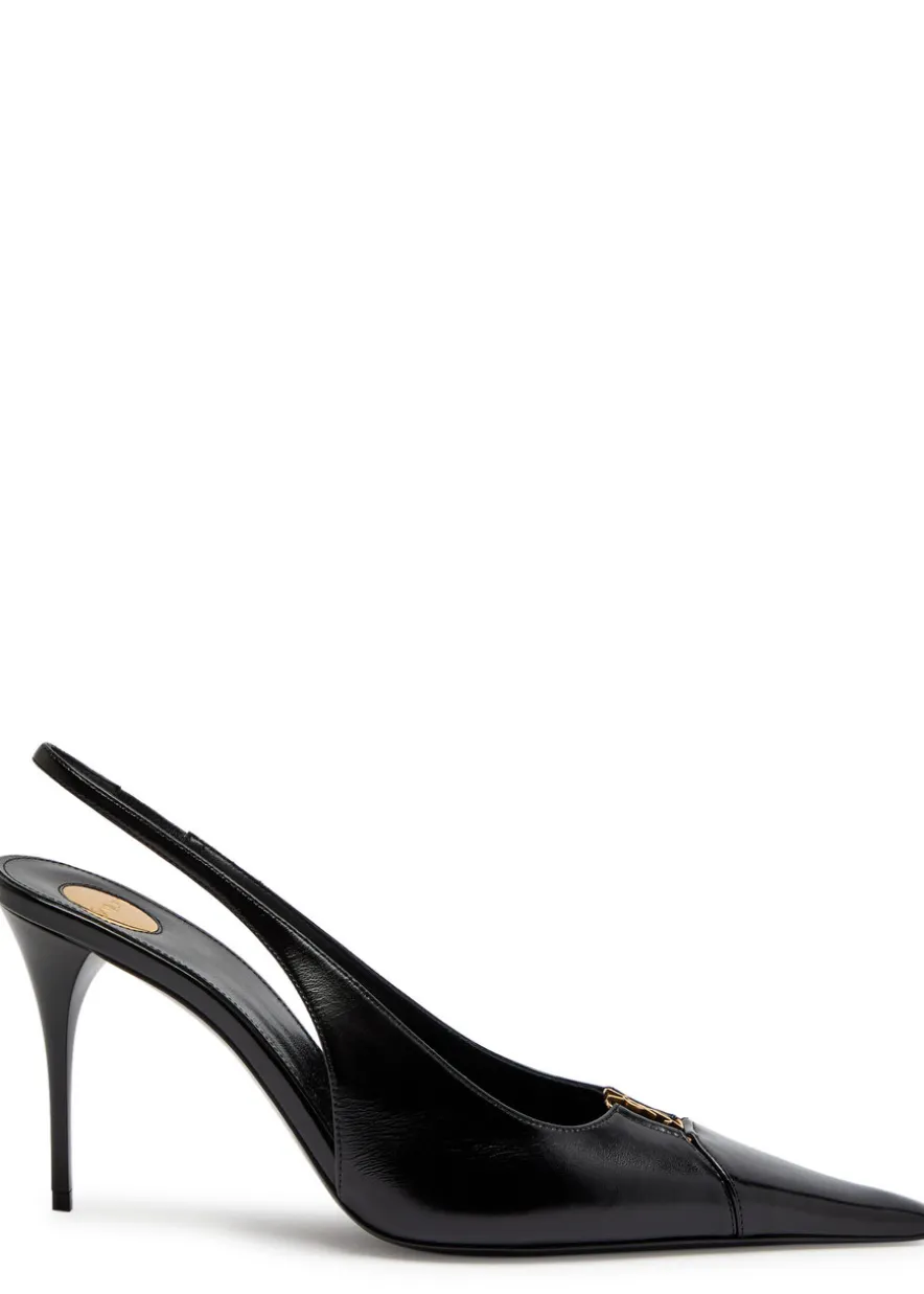 Babylone 90 leather slingback pumps