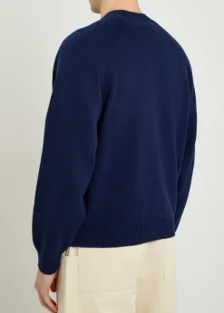 Badges appliquéd cotton and wool-blend jumper
