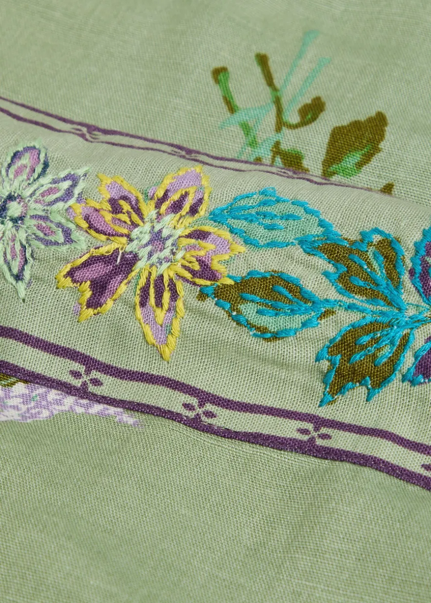 Bali floral-embroidered woven mini dress