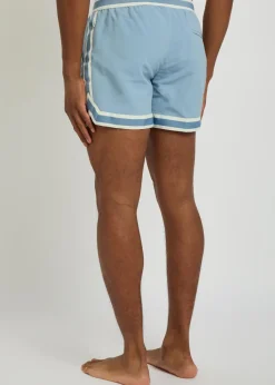 Baller striped poplin swim shorts