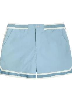 Baller striped poplin swim shorts