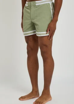 Baller striped poplin swim shorts