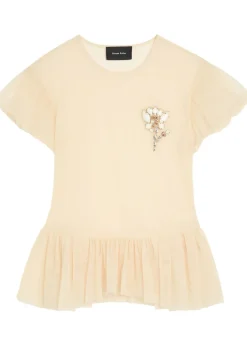 Ballet embellished sheer chiffon blouse