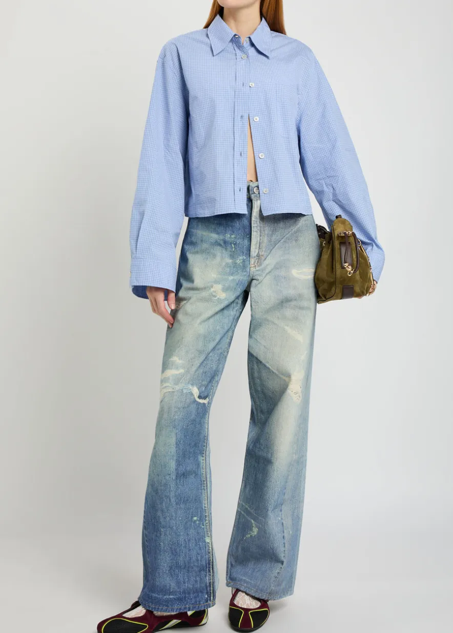 Balloon checked cotton-poplin shirt