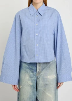 Balloon checked cotton-poplin shirt