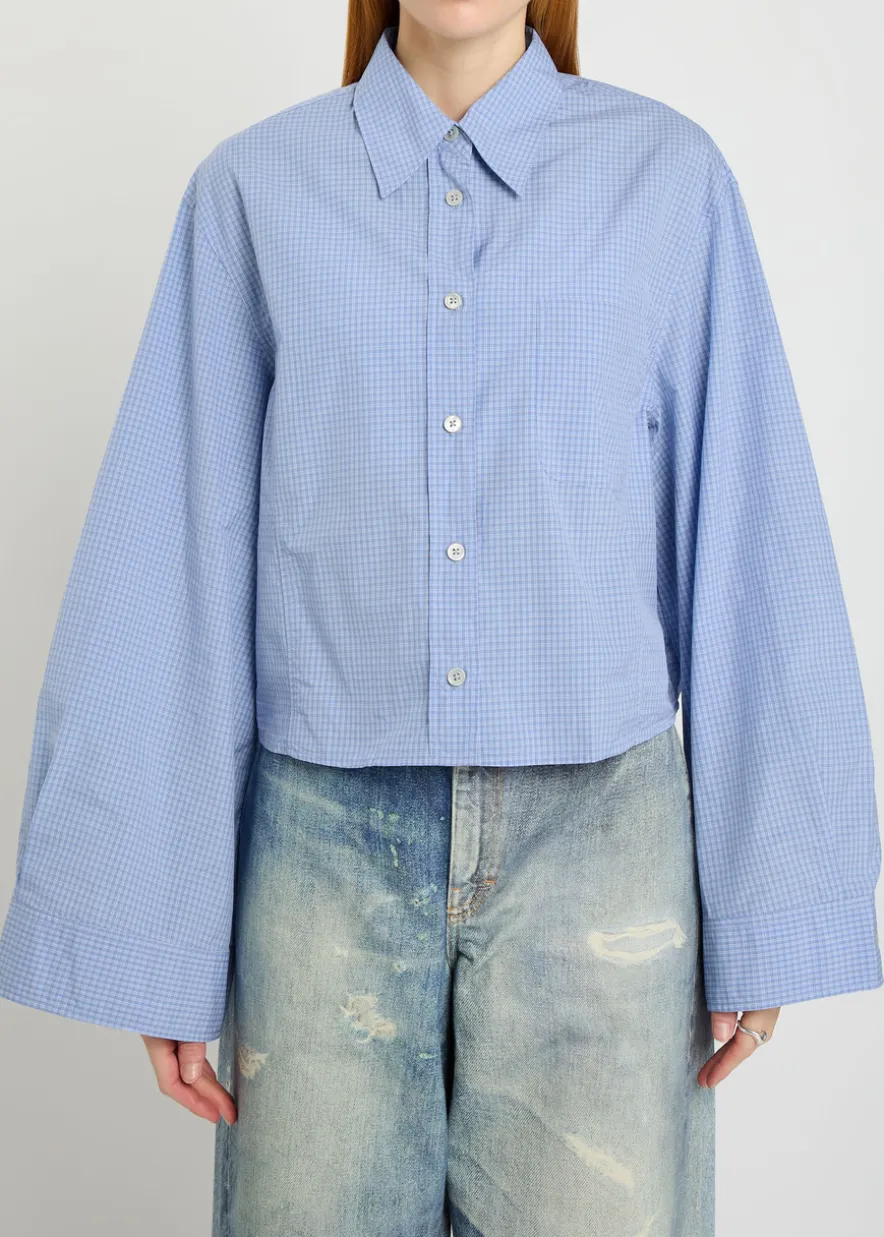 Balloon checked cotton-poplin shirt