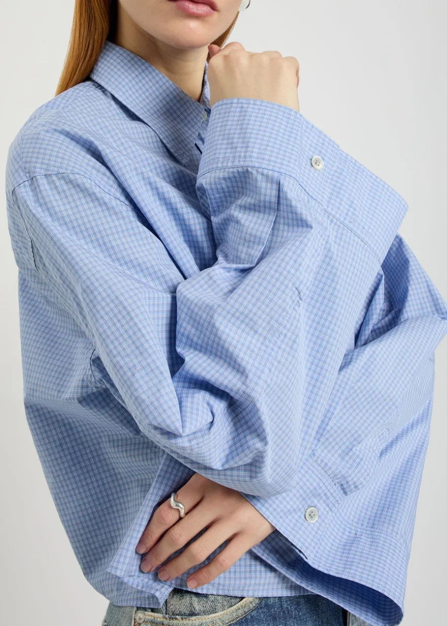 Balloon checked cotton-poplin shirt