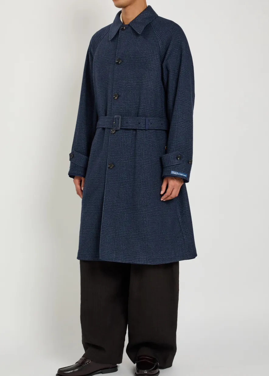 Balmacaan reversible belted wool and silk-blend coat