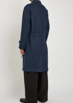 Balmacaan reversible belted wool and silk-blend coat