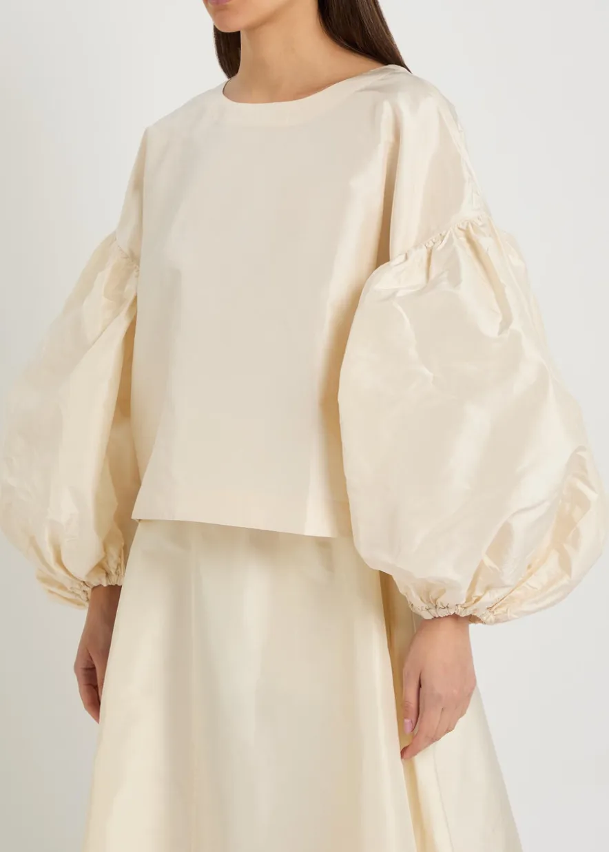 Balon balloon-sleeve silk-taffeta top