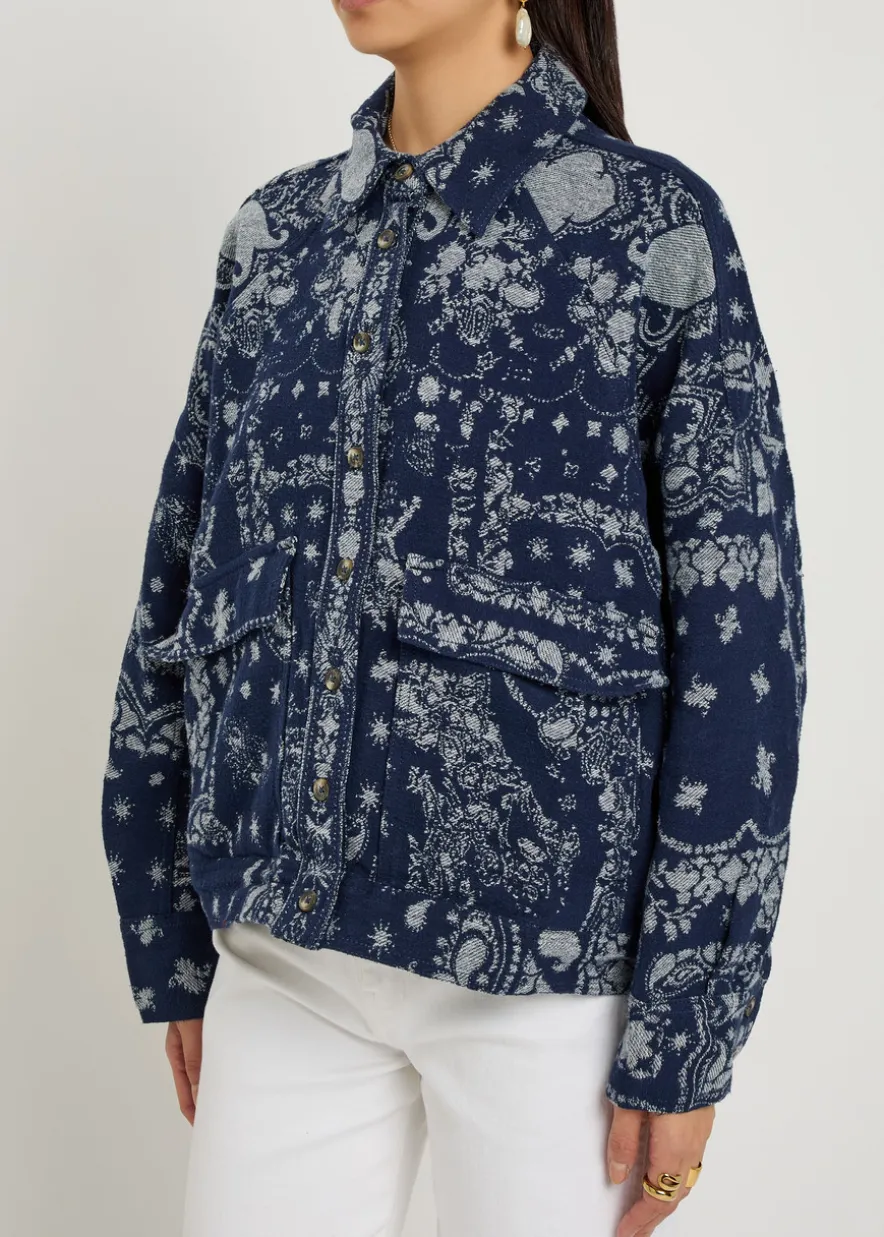 Bandana-jacquard cotton overshirt