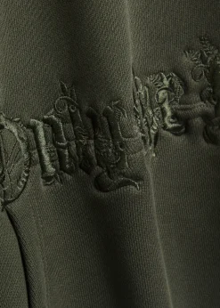 Baroque Calligraphy embroidered hooded cotton sweatshirt