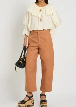 Barrel-leg canvas trousers