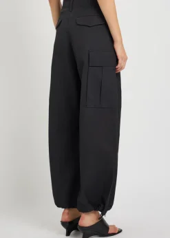 Barrel-leg cotton-blend cargo trousers