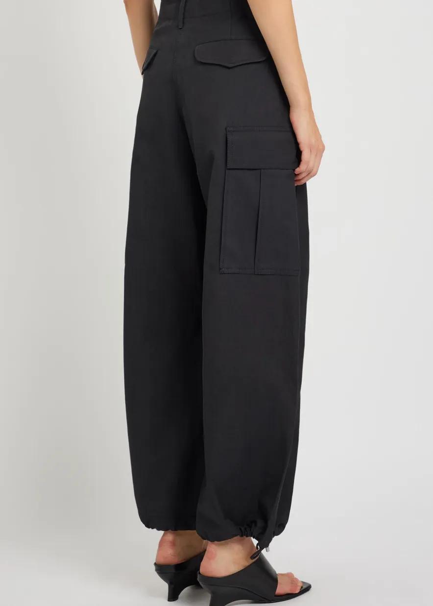 Barrel-leg cotton-blend cargo trousers