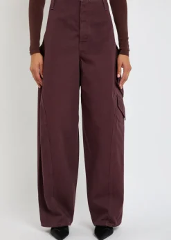 Barrel-leg cotton cargo trousers