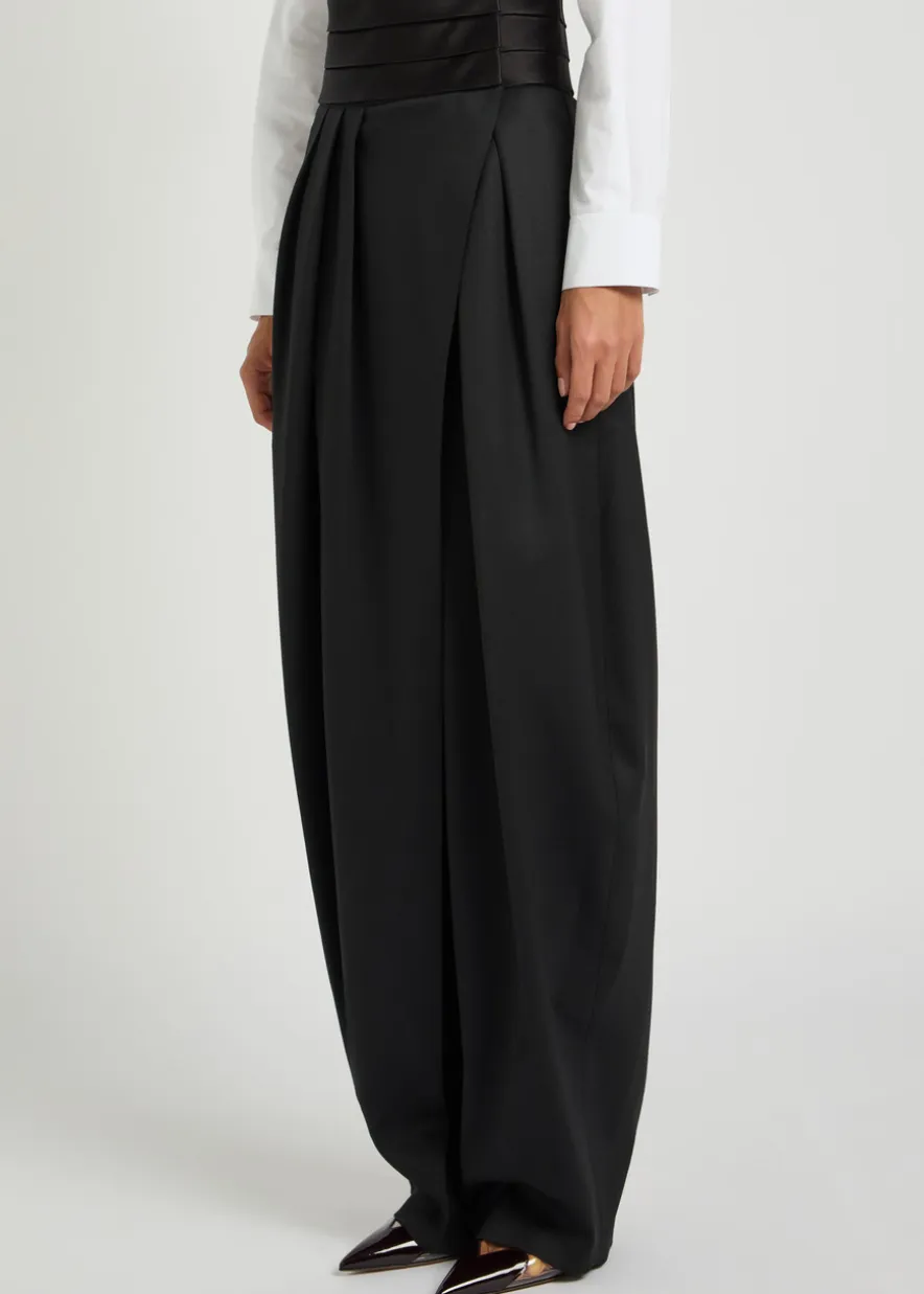 Barrel-leg silk and stretch-wool trousers