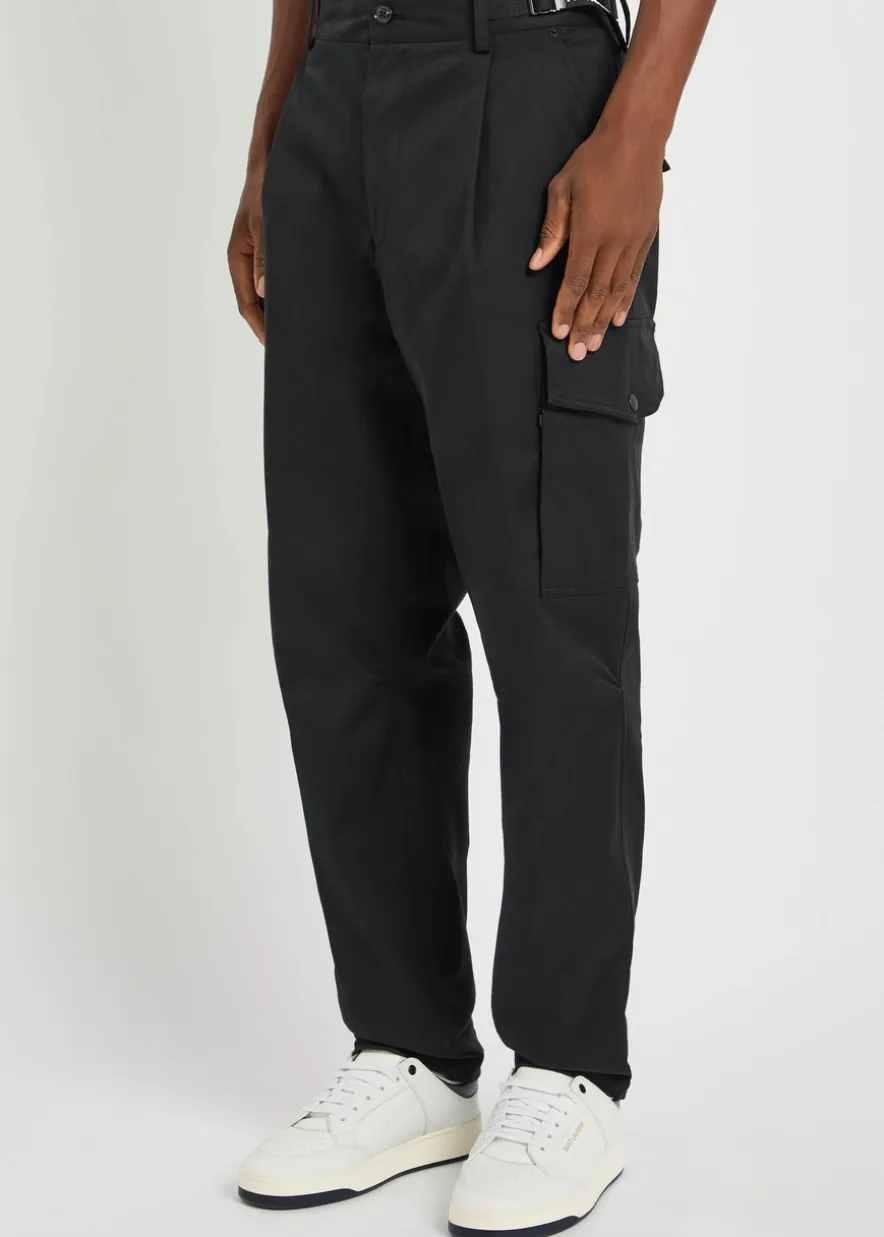Barrel-leg stretch-cotton cargo trousers